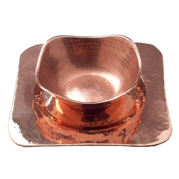 Copper Bowl & Plate Set Image 1