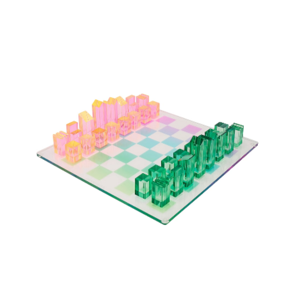 Sunnylife Lucite Chess & Checkers 2-in-1 Game Set Ombre