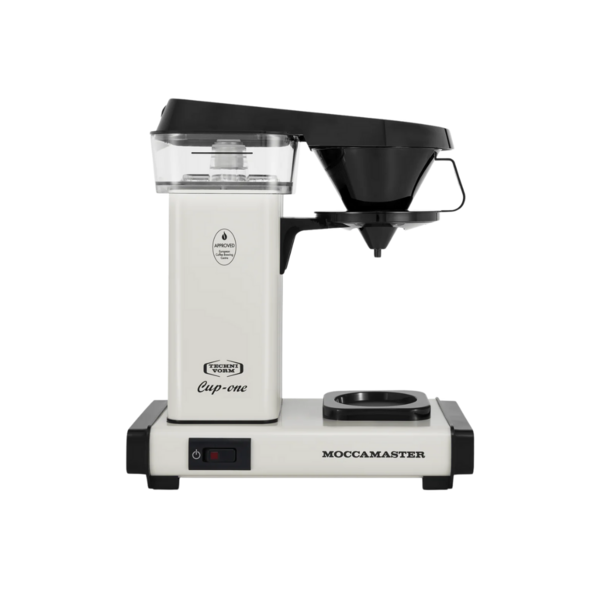 Product and lifestyles images of MoccaMaster Cup-One Coffee Brewer in kitchen
