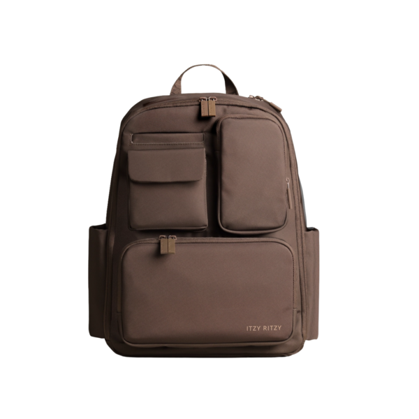 Product and lifestyle images of Belong Utility Backpack in Mocha color