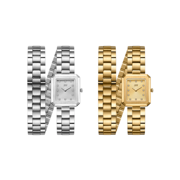 Product and lifestyle images of JBW Arc Double Watches