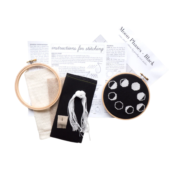 Product images of Moon Phases Cross Stitch Kit