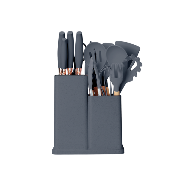 Product images of 19-Piece Cooking Utensils and Knife Block Set