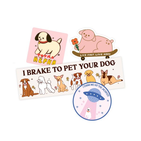 Product images of Bumper Magnet + Vinyl Sticker Set
