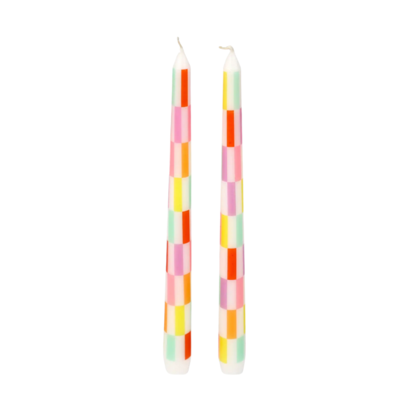 Product images of Multi Colored Check Taper Dinner Candles