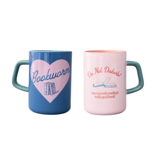Product images of book mugs