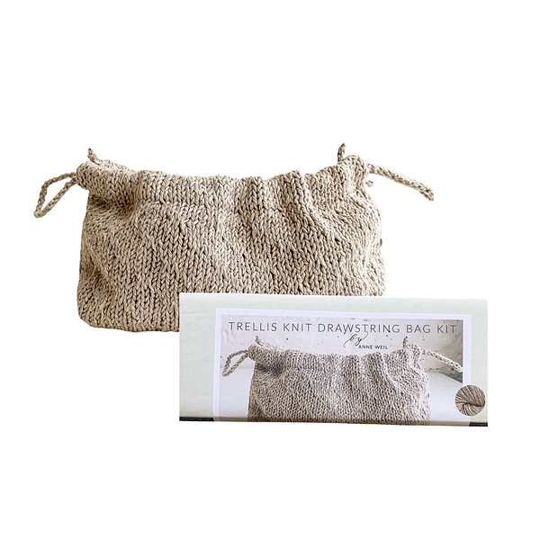 Trellis Stitch Knitting Drawstring Bag Kit