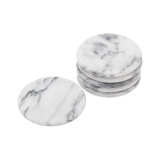 White Marble Coaster Set