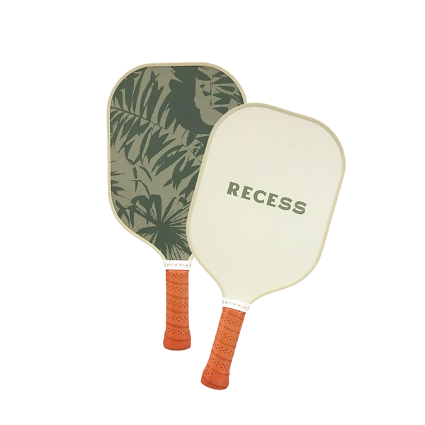 Produce and lifestyles images of Recess Pickleball Set for Two, two in use on pickleball court 