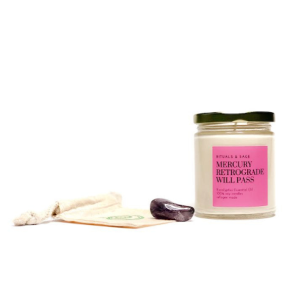 Mercury Retrograde Candle & Crystal Image 1