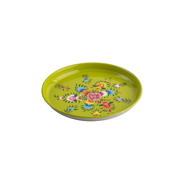 Hand-Painted Floral Stainless Steel Plates Set Image 1