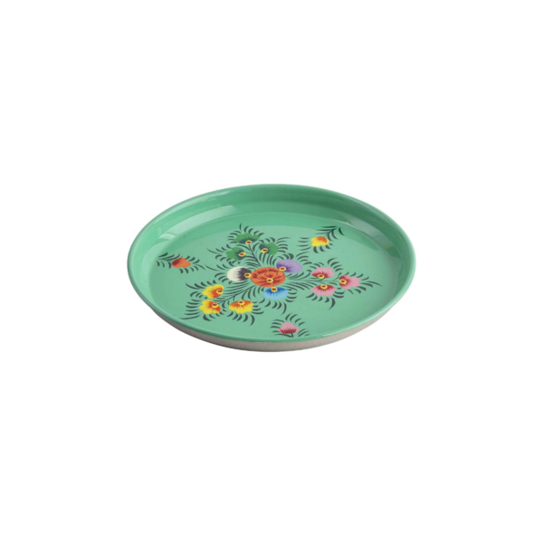 Hand-Painted Floral Stainless Steel Plates Set Image 1