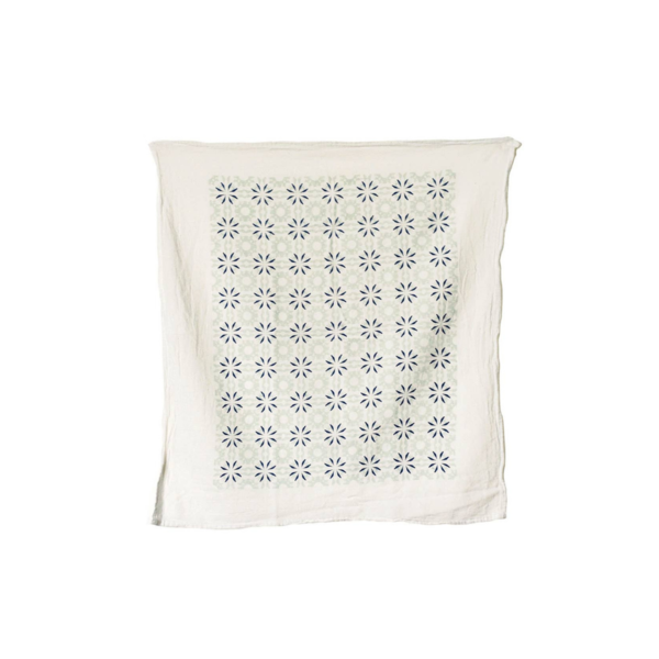 Mint Woodblock Chicory Towel Image 1